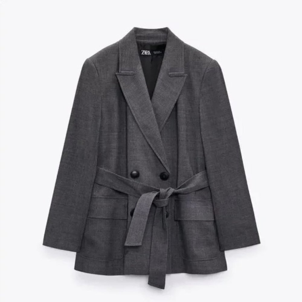 NWT | ZARA double-breasted blazer with tie belt